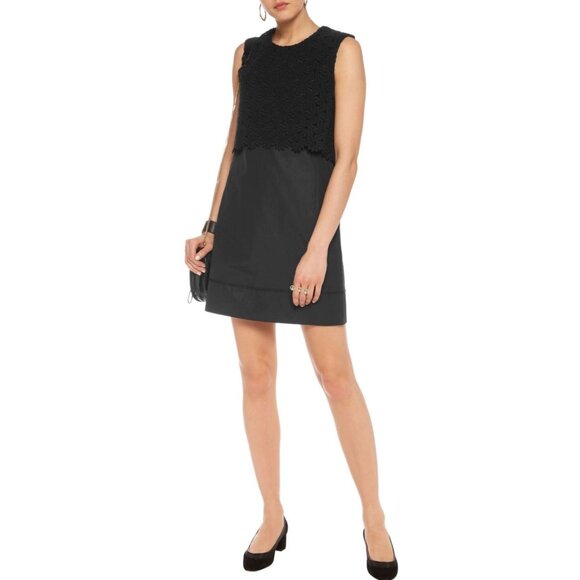 See by Chloe Daisy Crochet Overlay Black Dress Retro A-Line Floral 38 Medium - Picture 1 of 16